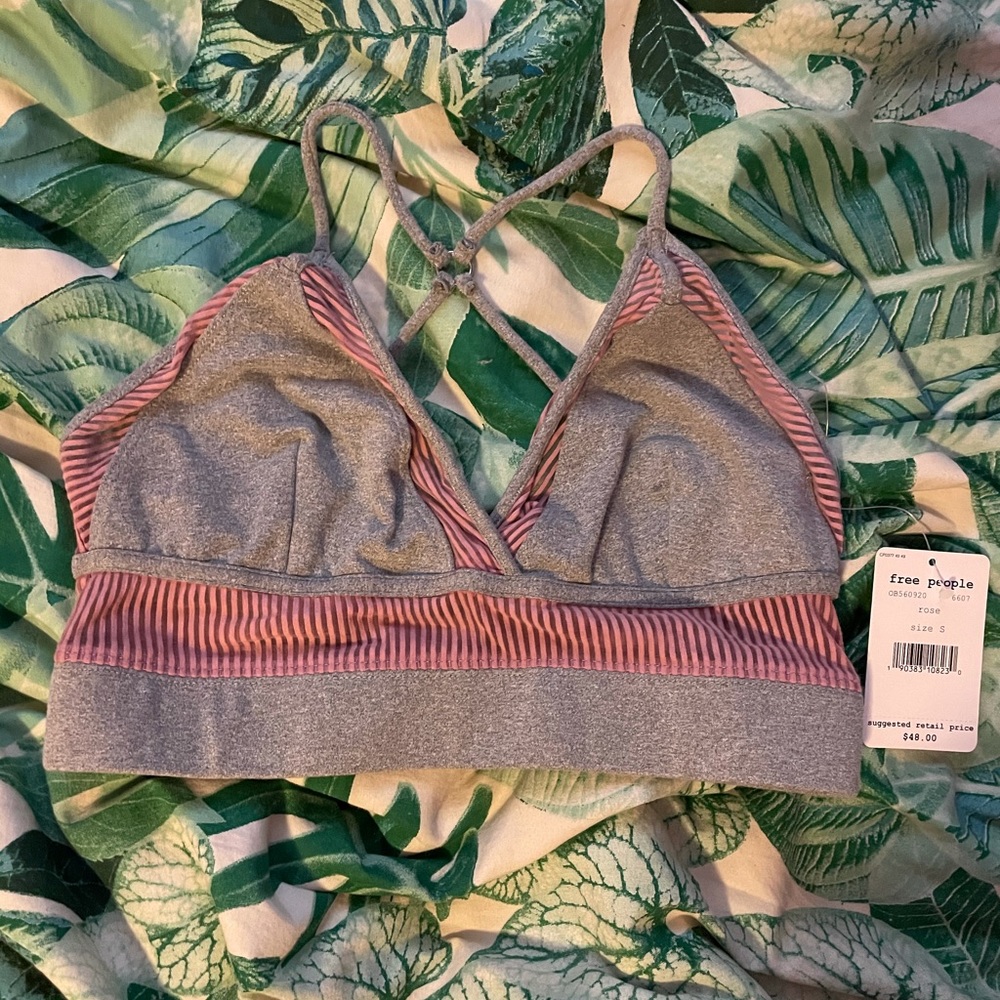 NWT Free People Pink and Gray Bralette FP movement